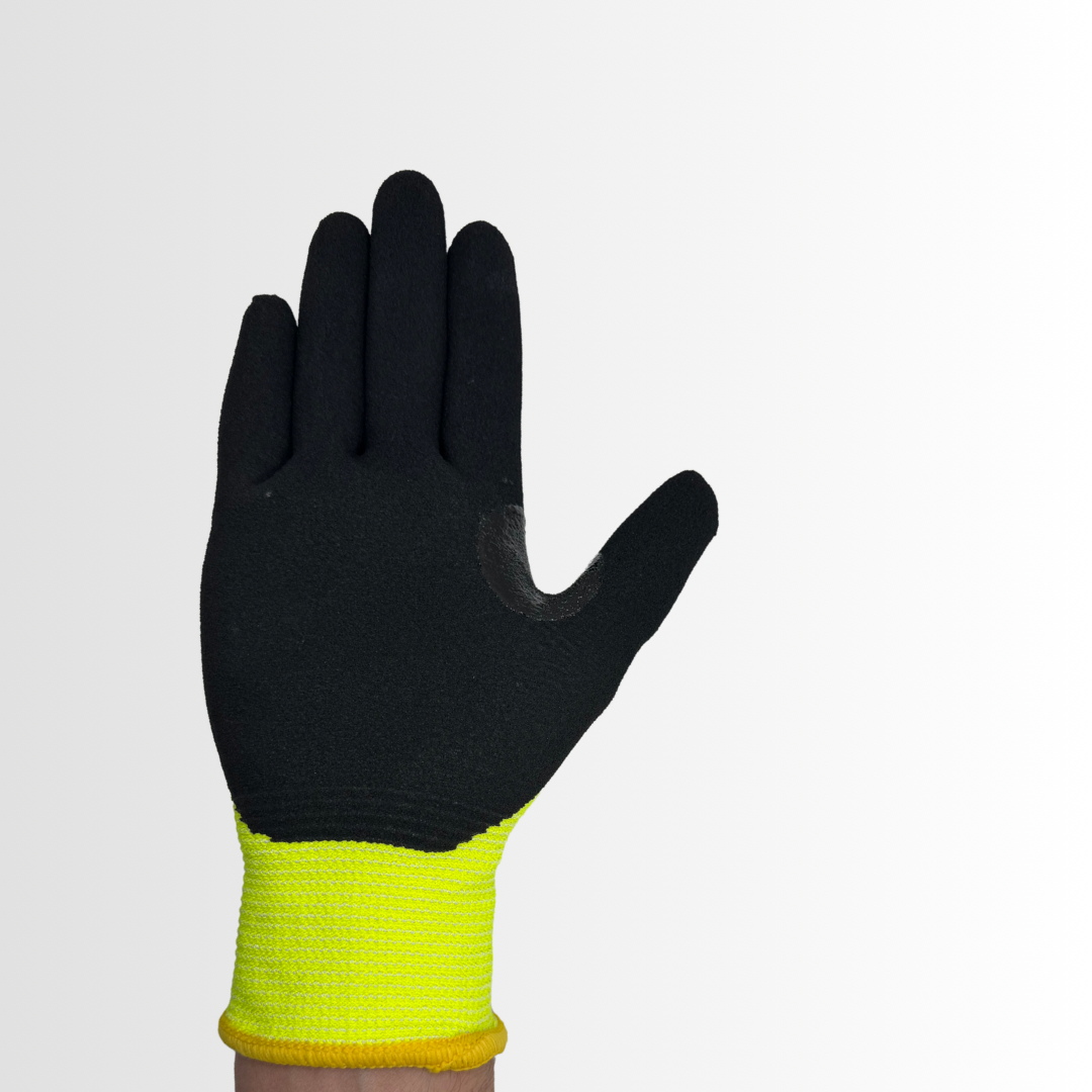 HVNF133 | Hi-Vis Cut-Resistant Nitrile-Coated Gloves with Touchscreen Capability – ANSI A3 (12 Pair)
