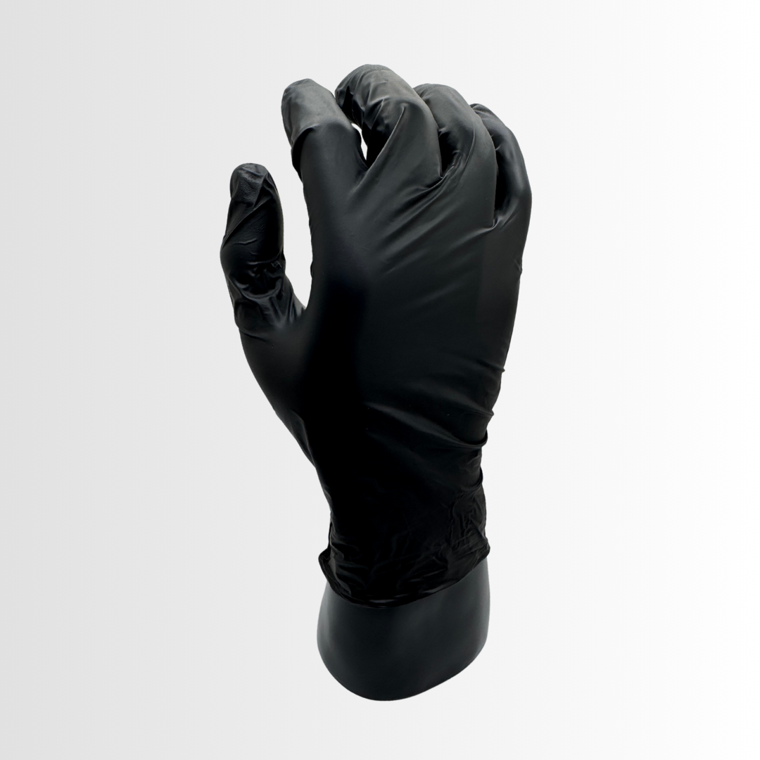 V900BPF | 5 Mil Black Nitrile Disposable Gloves – Powder-Free, Textured Fingertips, Industrial Grade (1000/Case)