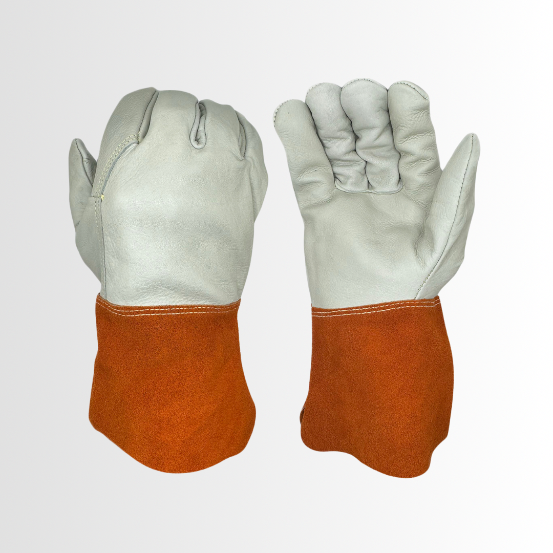 5220LCK | Grain Cowhide Welding Gloves with Kevlar Stitching and Gauntlet Safety Cuff – Gunn Cut, Heat Resistant (12 Pair)