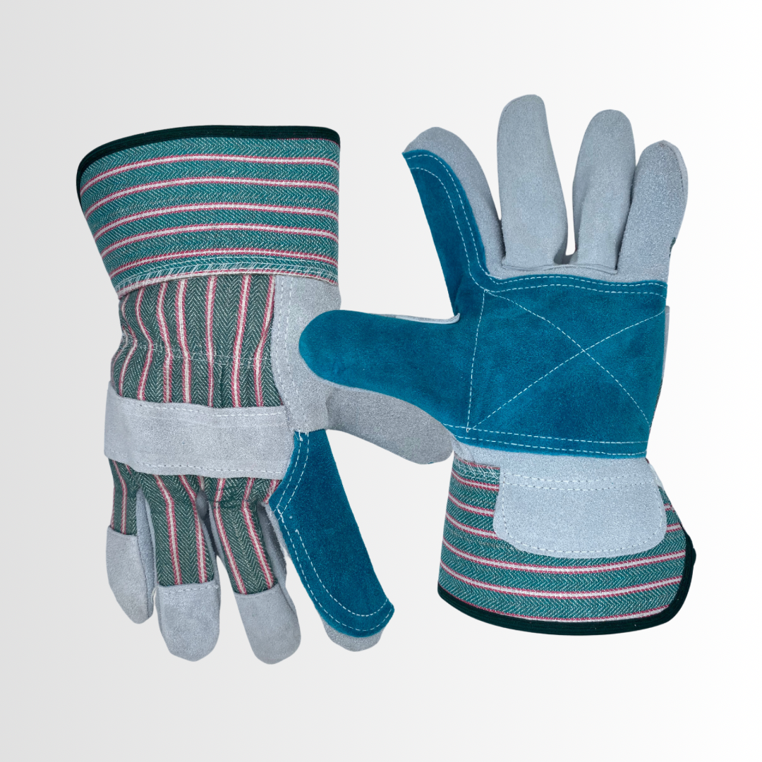 1270P | Heavy-Duty Double Palm Leather Gloves with Reinforced Fingertips, Wing Thumb, and 2.5” Safety Cuff – Cotton Back (12 Pair)