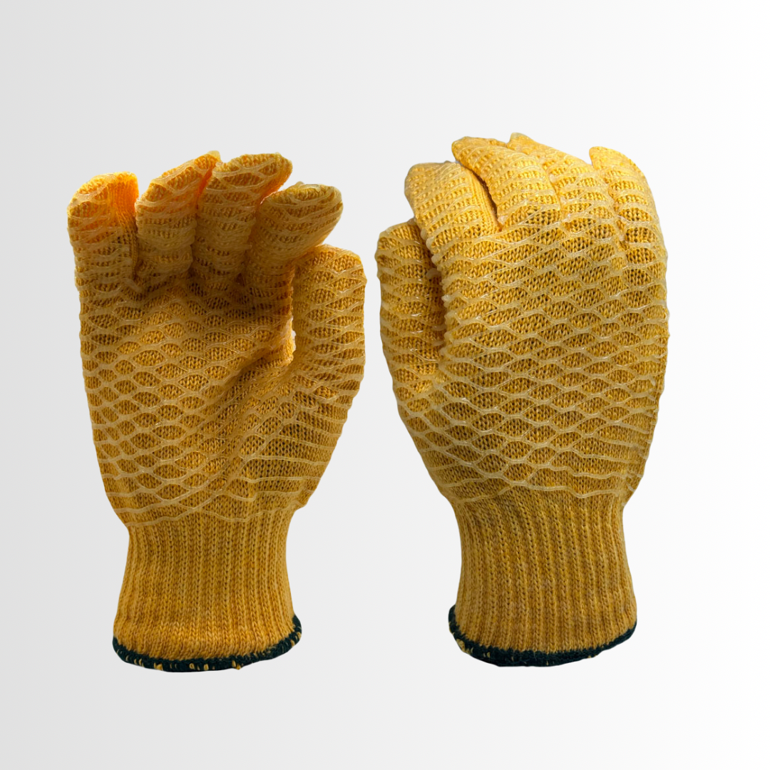 S-0319CC | Hi-Vis Orange Heavyweight String Knit Gloves with Honeycomb PVC Grip, Reversible Design (12 pair)