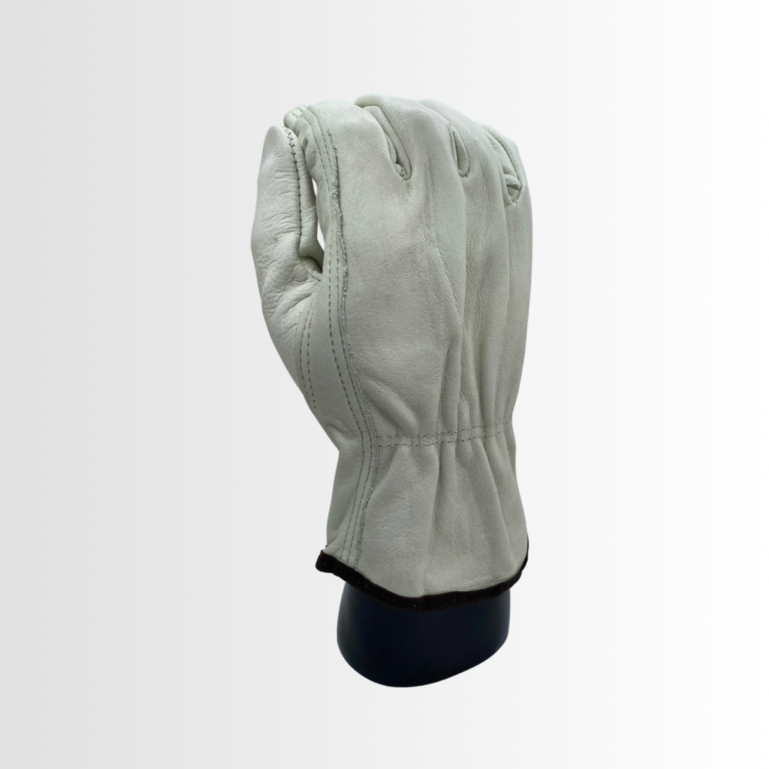 4064 | Full Grain Leather Driver Gloves with Keystone Thumb and Elastic Back – Slip-On, Color-Coded Hem (12 Pair)