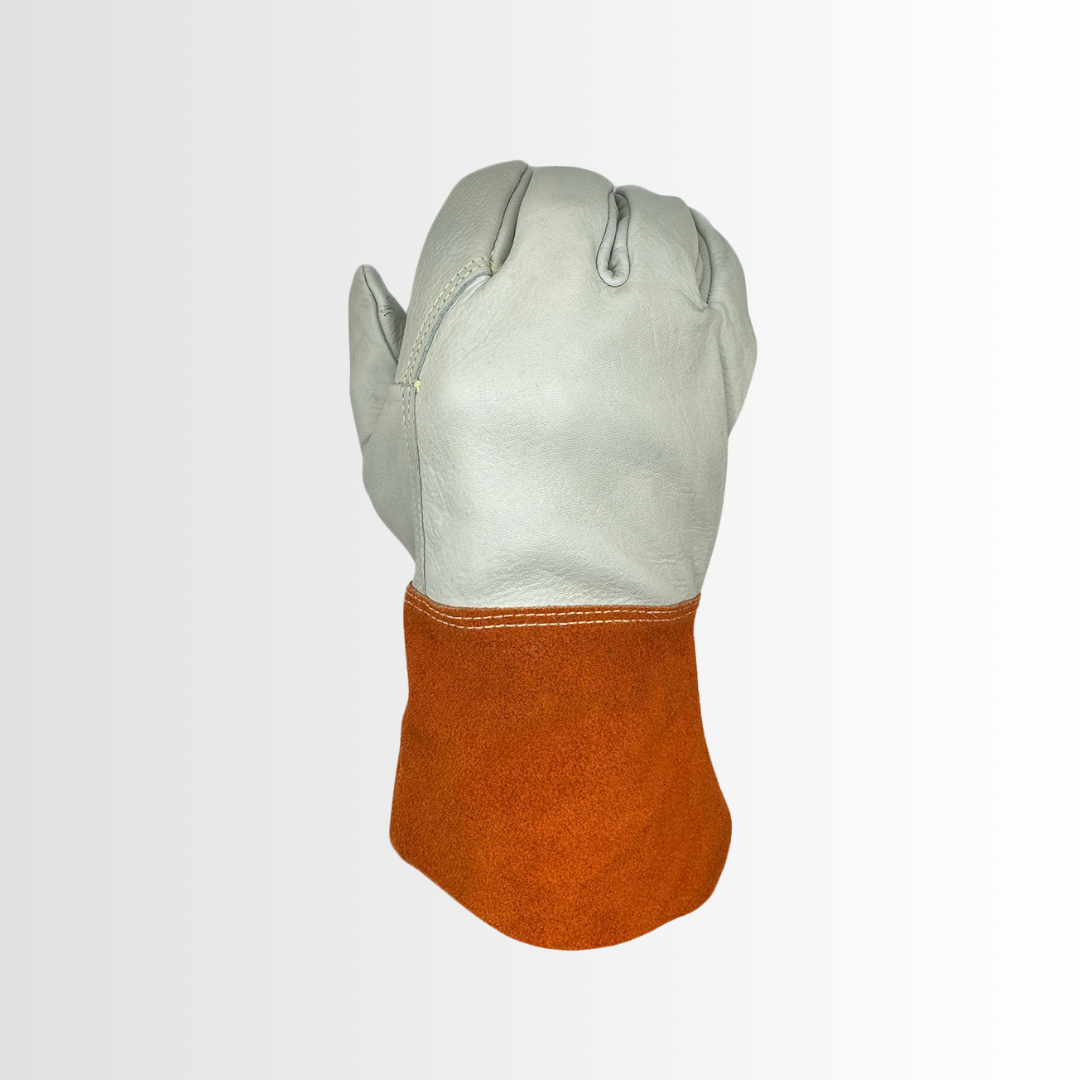 5220LCK | Grain Cowhide Welding Gloves with Kevlar Stitching and Gauntlet Safety Cuff – Gunn Cut, Heat Resistant (12 Pair)