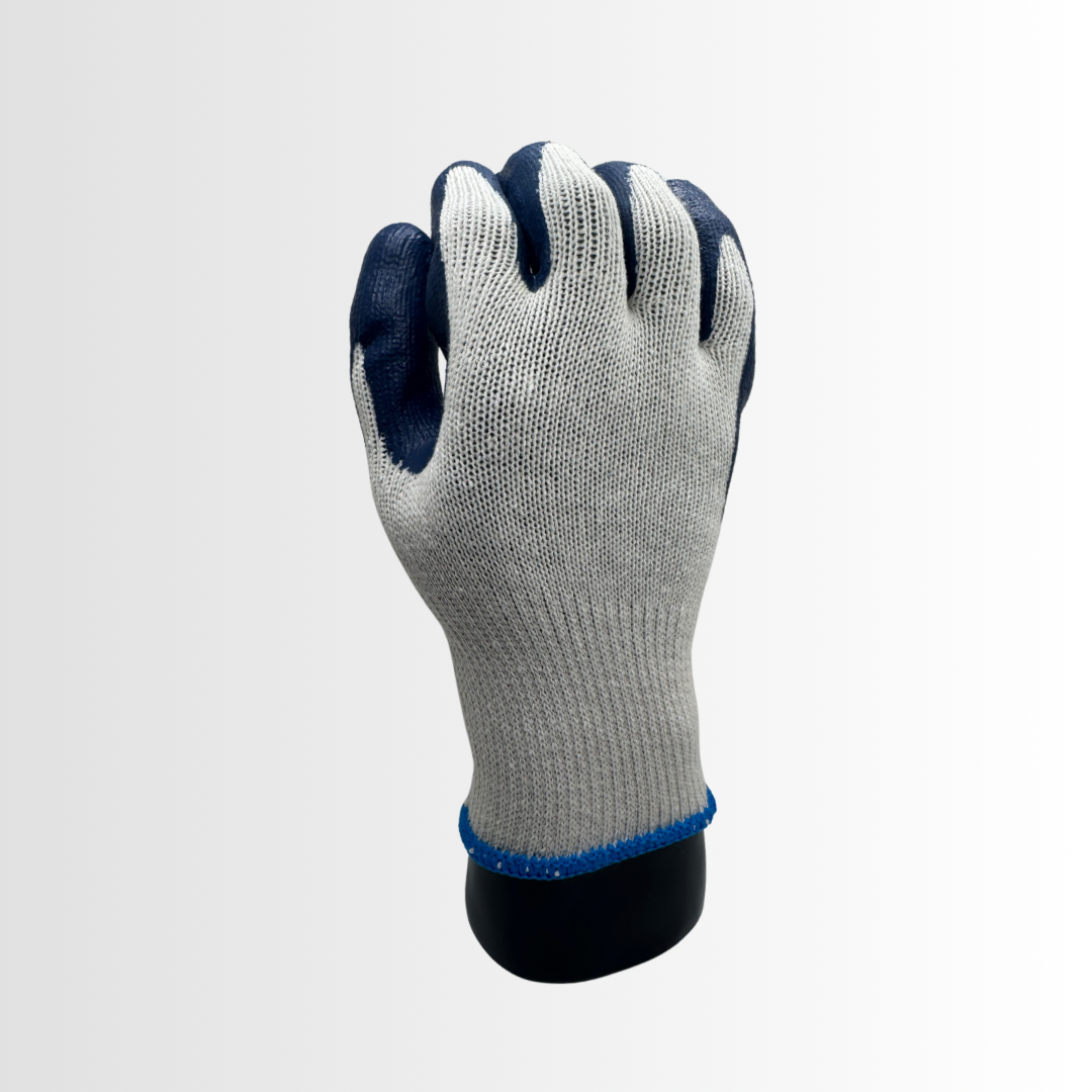 40 | Blue Latex Palm Coated Gloves with 10-Gauge Cotton/Poly Liner and Knit Wrist – Economy Grade (12 Pair)