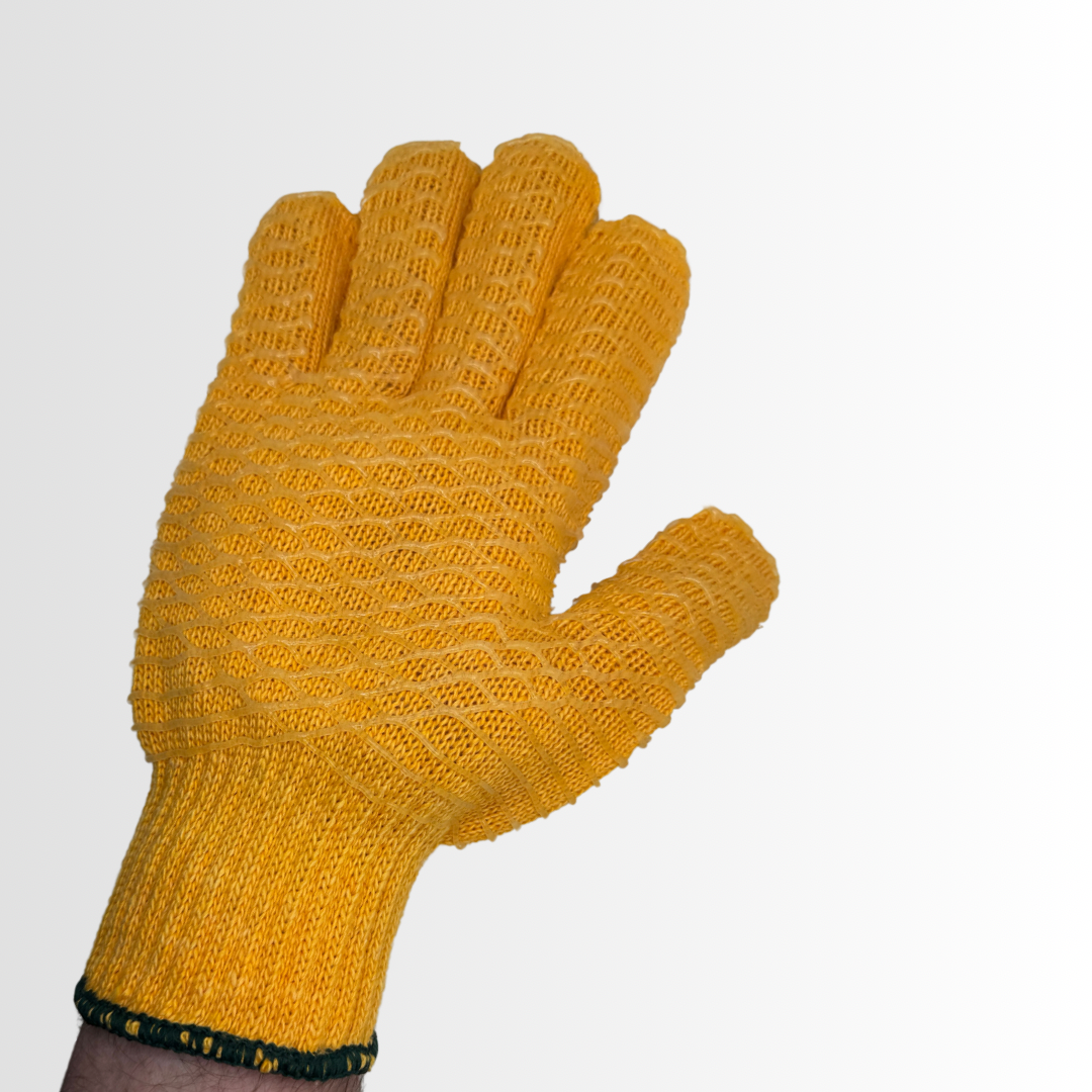 S-0319CC | Hi-Vis Orange Heavyweight String Knit Gloves with Honeycomb PVC Grip, Reversible Design (12 pair)