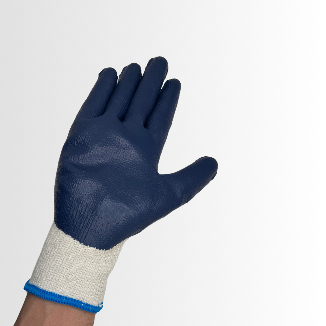 40 | Blue Latex Palm Coated Gloves with 10-Gauge Cotton/Poly Liner and Knit Wrist – Economy Grade (12 Pair)