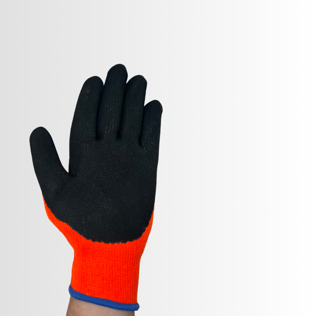 ARCTIC-OR | Latex-Coated Winter Grip Gloves with Hi-Vis Fleece Liner and Pre-Curved Fit – Cold Weather Protection (12 Pair)