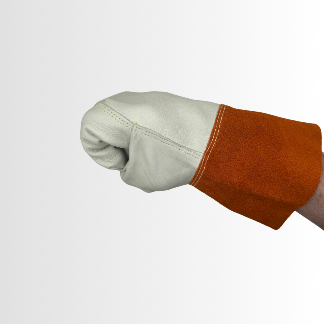 5220LCK | Grain Cowhide Welding Gloves with Kevlar Stitching and Gauntlet Safety Cuff – Gunn Cut, Heat Resistant (12 Pair)