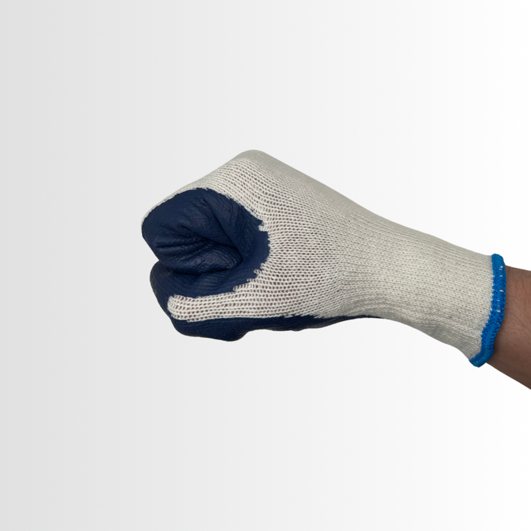 40 | Blue Latex Palm Coated Gloves with 10-Gauge Cotton/Poly Liner and Knit Wrist – Economy Grade (12 Pair)