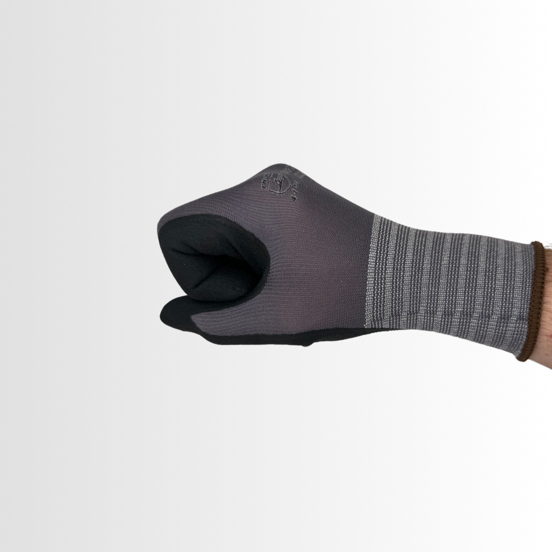 NMF506 | Touchscreen Nitrile Foam Grip Gloves with 15-Gauge Gray Nylon Liner – Oil Resistant, Breathable, ANSI Puncture Level 2 (12 Pair)