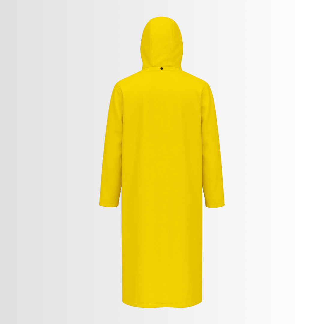 3048 | 48” Yellow PVC Rain Coat with Detachable Hood, Welded Seams, and Generous Sizing (1 Each)