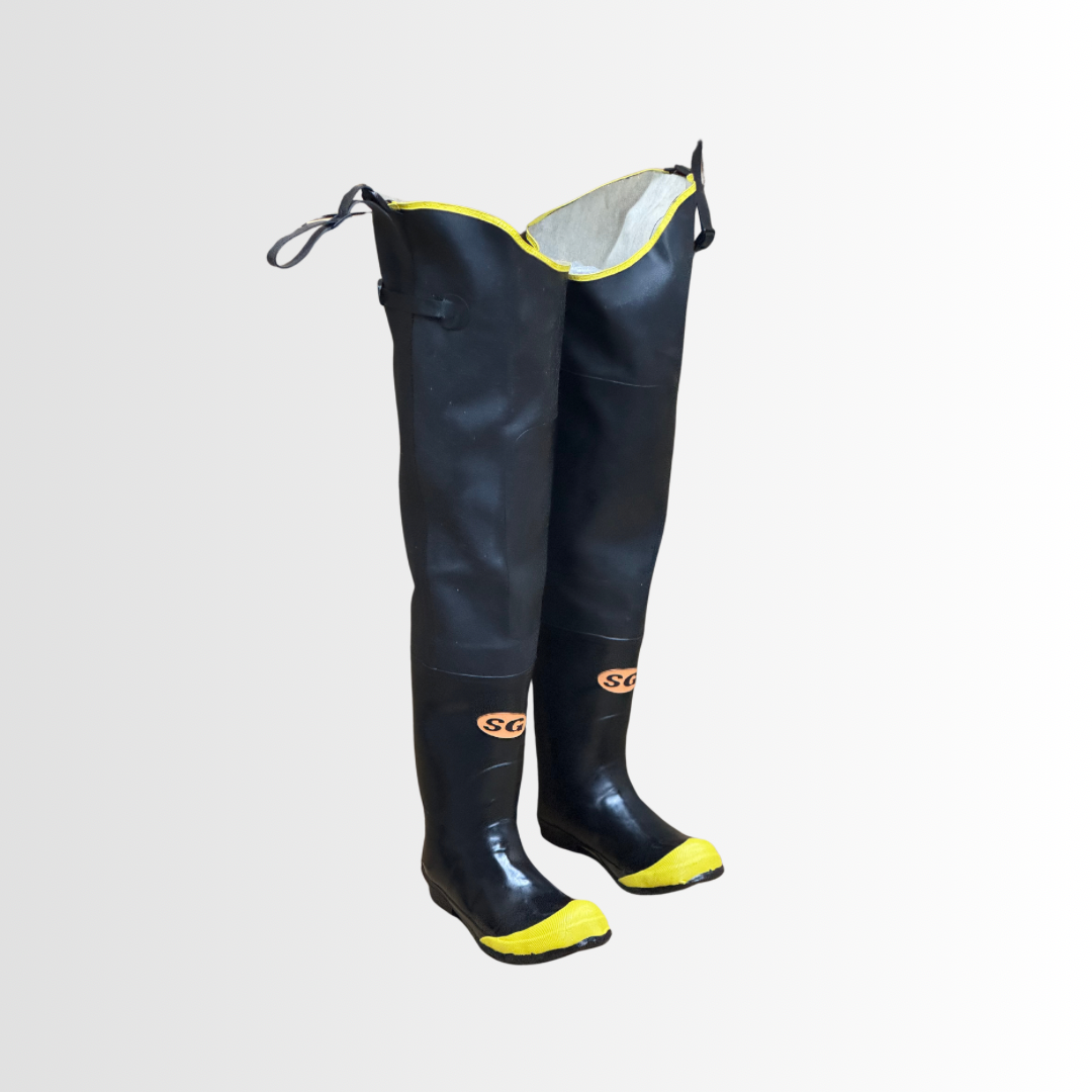 BHW31ST | Black Waterproof Hip Waders with Steel Toe, Steel Shank, and Belt Loop Straps (1 Pair)