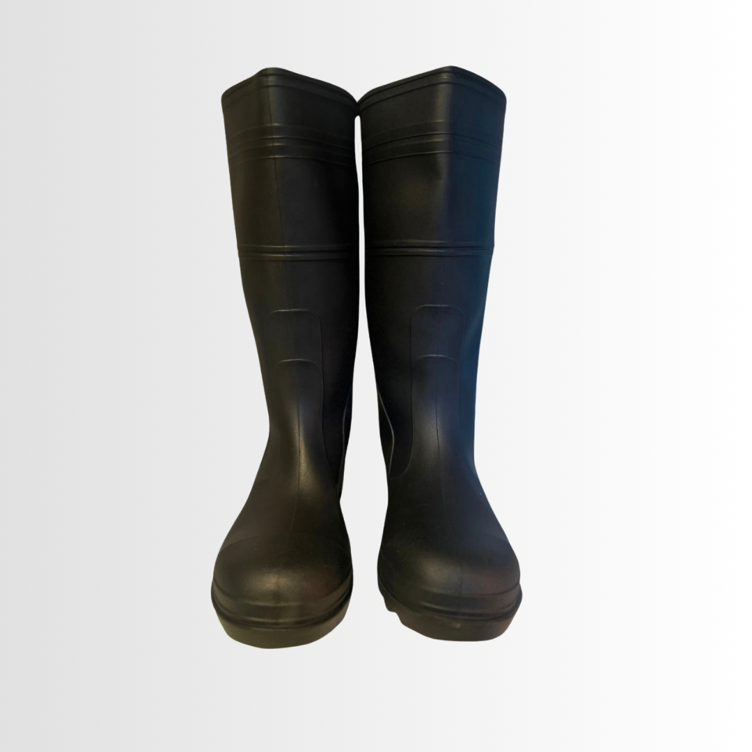 B16 Series | 16” Black PVC Work Boots – Plain Toe and Steel Toe Options, ASTM Certified (1 Pair)