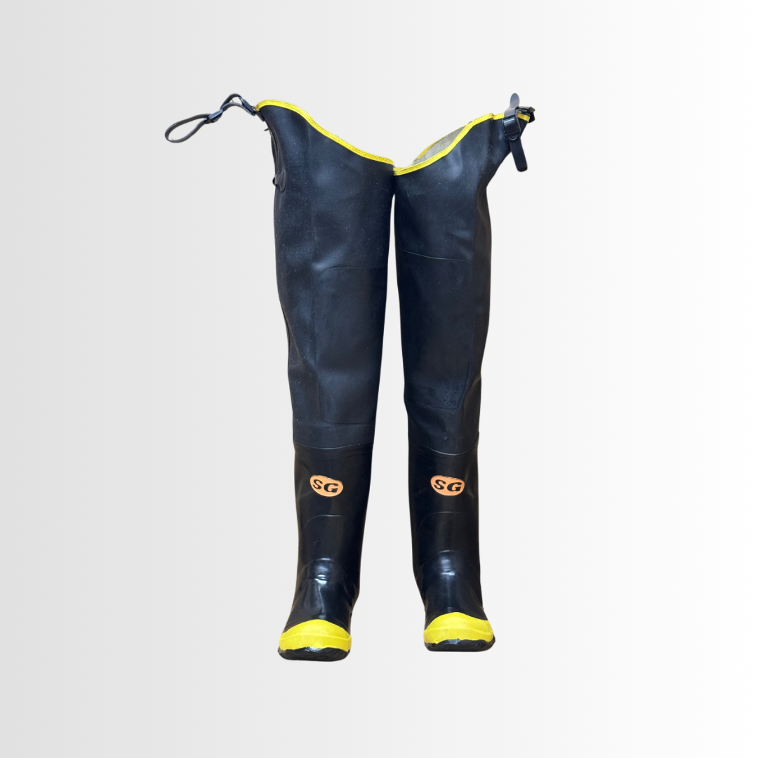BHW31ST | Black Waterproof Hip Waders with Steel Toe, Steel Shank, and Belt Loop Straps (1 Pair)
