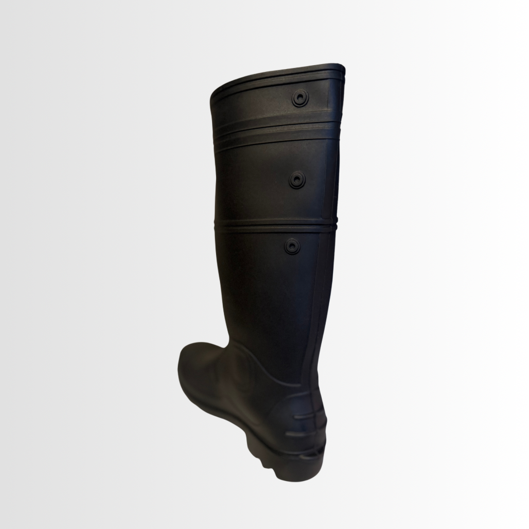 B16 Series | 16” Black PVC Work Boots – Plain Toe and Steel Toe Options, ASTM Certified (1 Pair)