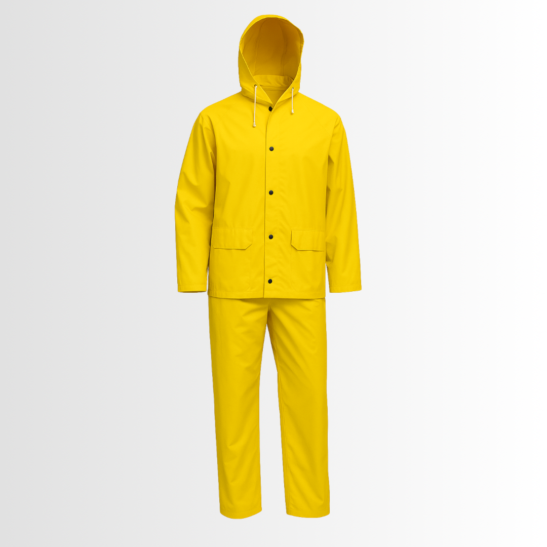 3001 Series | 3-Piece Industrial PVC Rain Suits with Hood – Waterproof, Optional Flame-Resistant (1 Set)