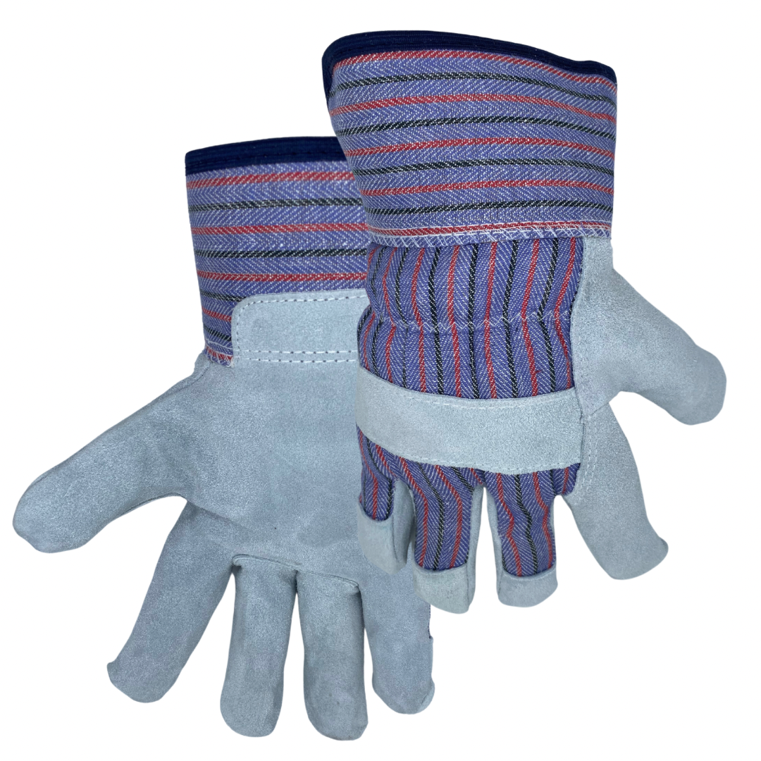 1160PE | Regular Grade Leather Work Gloves, Lined Palms with Wing Thumb and 2.5" Plasticized Safety Cuff  (12 Pair)