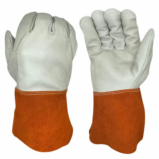 5220LCK | B Grade Grain Cowhide Welding Gloves with Kevlar Stitching and 4.5" Split Leather Gauntlet Cuff (12 Pair)