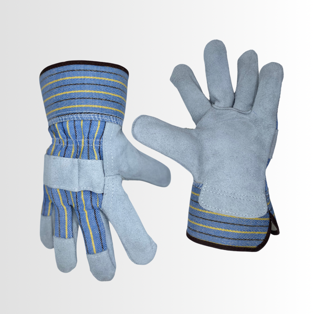 1360 | Select Shoulder Leather Palm Gloves with Wing Thumb and Reinforced Knuckle – Rubberized Cuff, General Purpose (12 Pair)