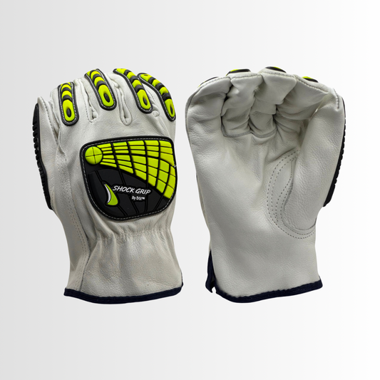4064IMP | Full Grain Leather Work Gloves with Keystone Thumb and Impact-Resistant TPR Back of Hand & Finger Protection (6 Pair)