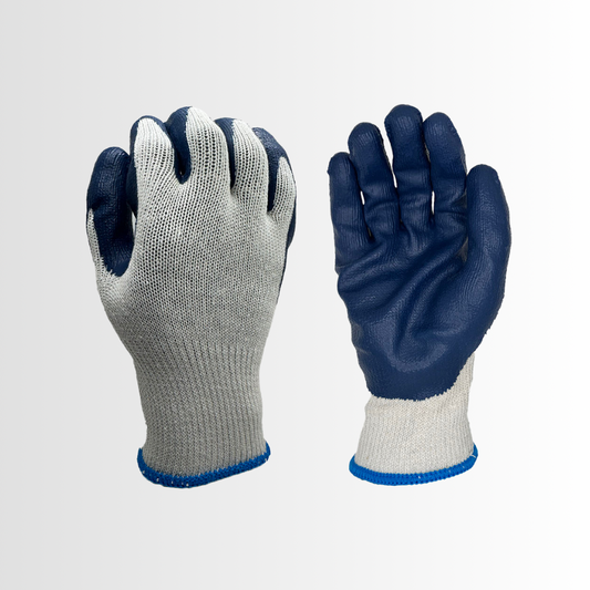 40 | Blue Latex Palm Coated Gloves with 10-Gauge Cotton/Poly Liner and Knit Wrist – Economy Grade (12 Pair)