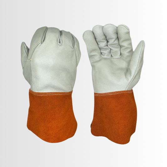 5220LCK | Grain Cowhide Welding Gloves with Kevlar Stitching and Gauntlet Safety Cuff – Gunn Cut, Heat Resistant (12 Pair)