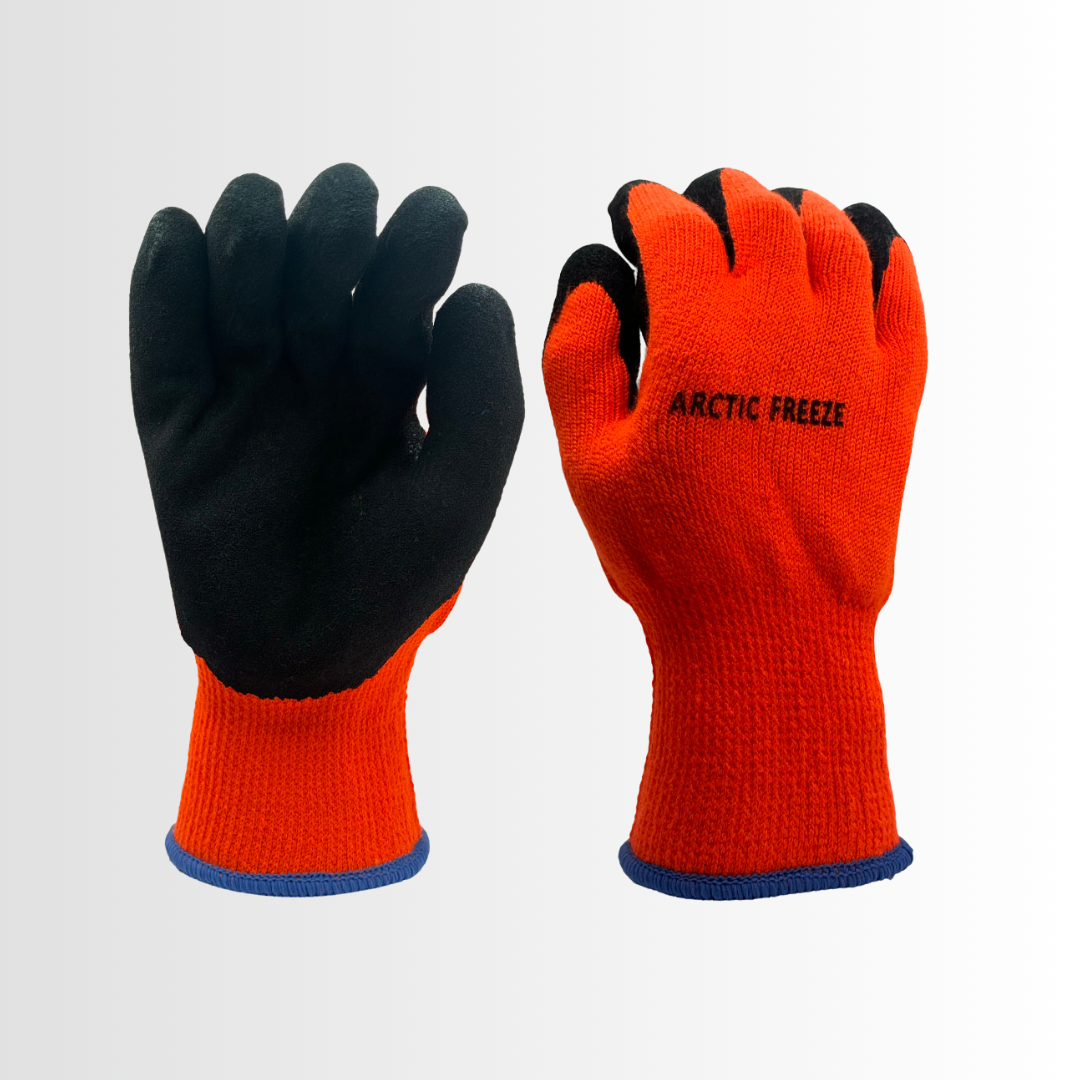 ARCTIC-OR | Latex-Coated Winter Grip Gloves with Hi-Vis Fleece Liner and Pre-Curved Fit – Cold Weather Protection (12 Pair)