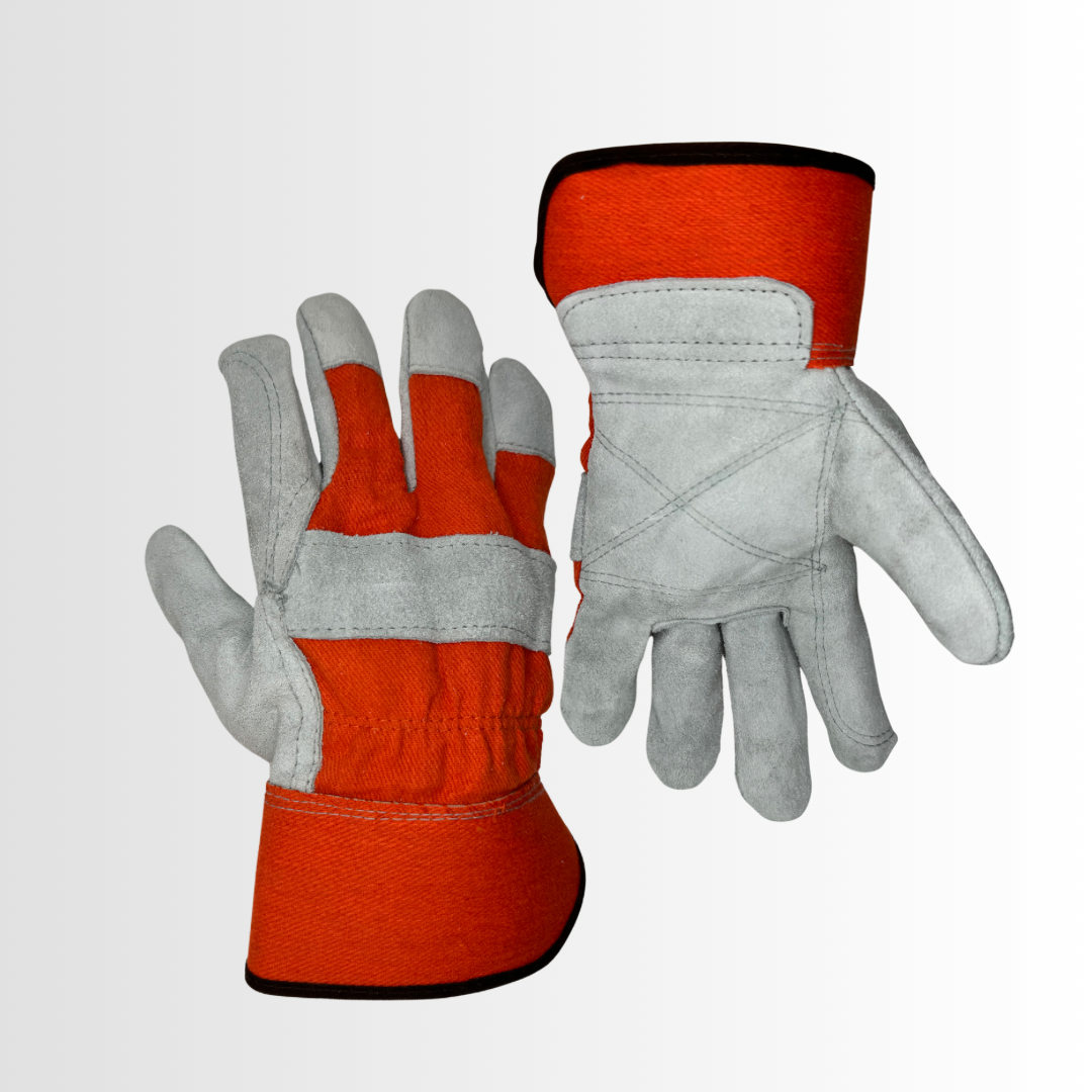 1360IDO | Inside Double Palm Leather Gloves with Cotton Lining and Rubberized Cuff – Reinforced for Heavy-Duty Work (12 Pair)