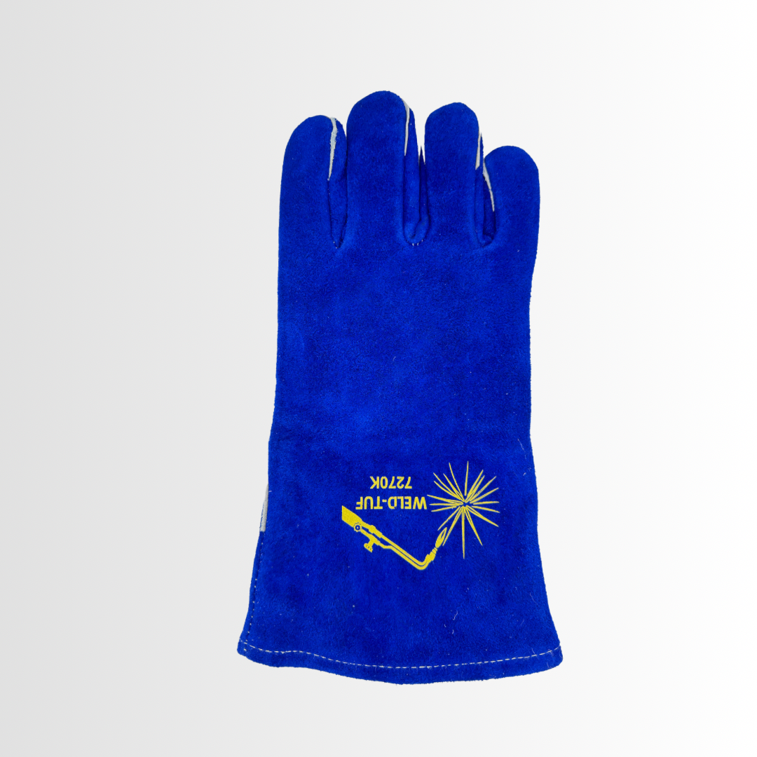 7270K | Premium Blue Split Leather Welding Gloves with Wing Thumb, Foam Lining, and Kevlar Stitching – Heat Resistant (12 Pair)