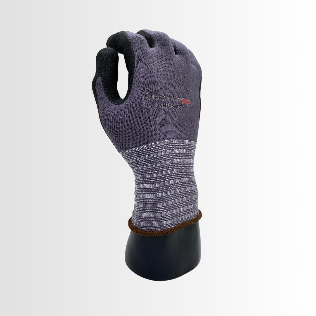 NMFD608 | Touchscreen Micro-Foam Dot Grip Gloves with 15-Gauge Nylon Liner – Breathable, Oil Resistant, and High Dexterity (12 Pair)