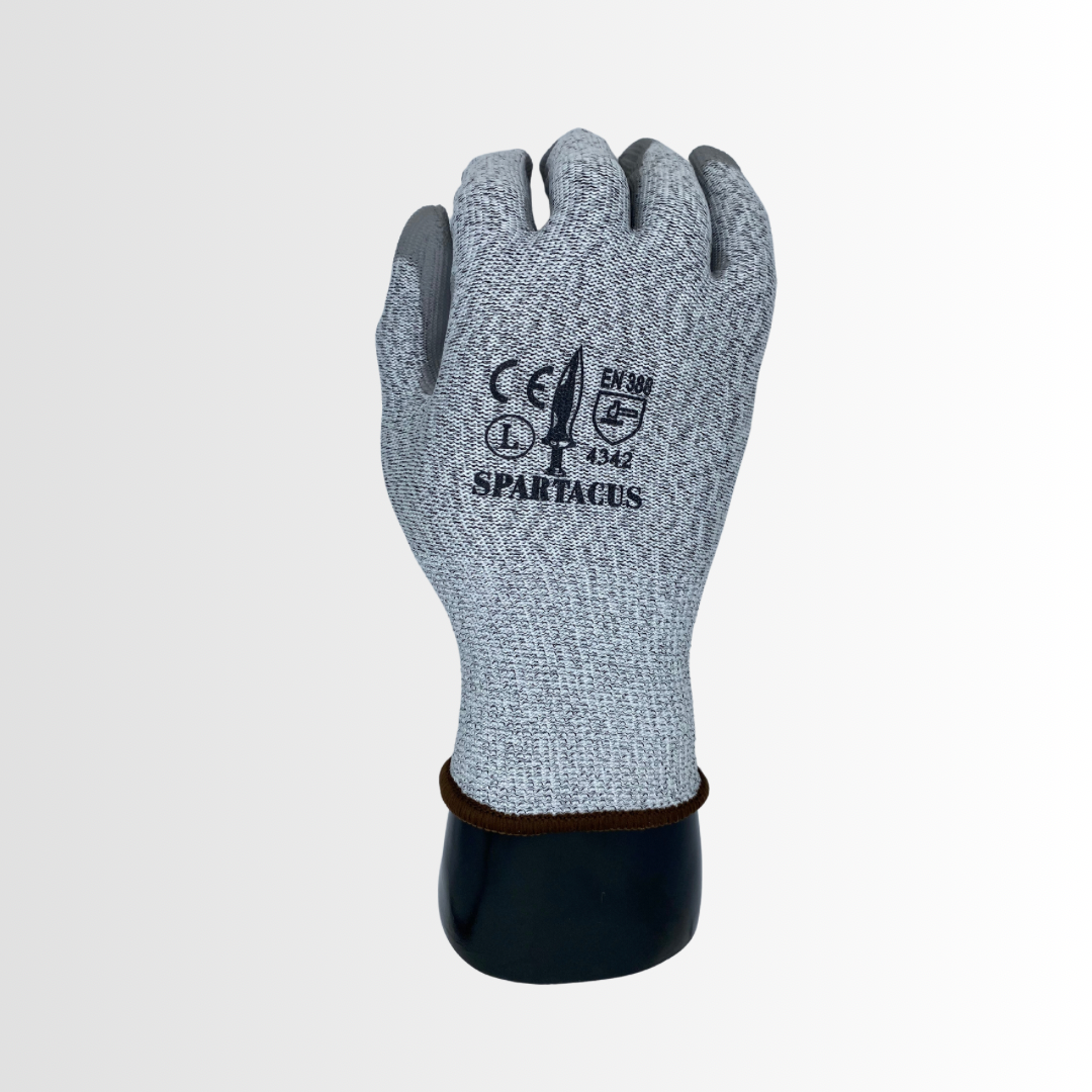 SPARTACUS | Cut Resistant Gloves with PU Palm and HPPE Liner – ANSI A4, Abrasion & Tear Protection, 13-Gauge Flex (12 Pair)
