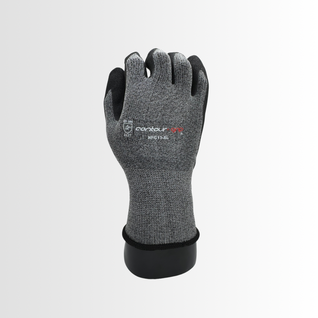NFG13 | Black Nitrile Foam Coated Palm Gloves with 13 Gauge Gray Nylon/Polyester Liner, Oil resistant and Anti-Static(12 Pair)
