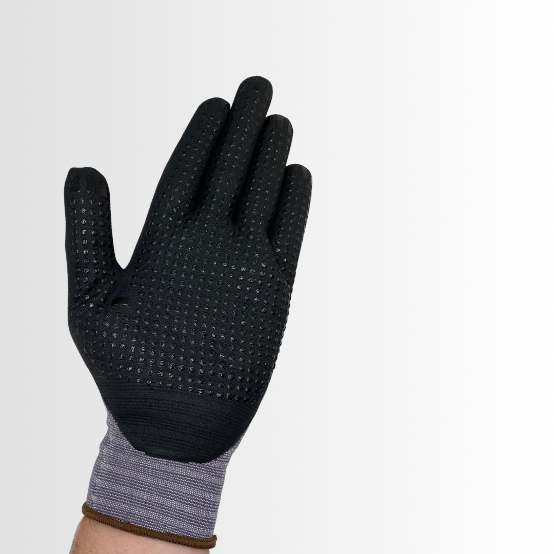 NMFD608 | Touchscreen Micro-Foam Dot Grip Gloves with 15-Gauge Nylon Liner – Breathable, Oil Resistant, and High Dexterity (12 Pair)