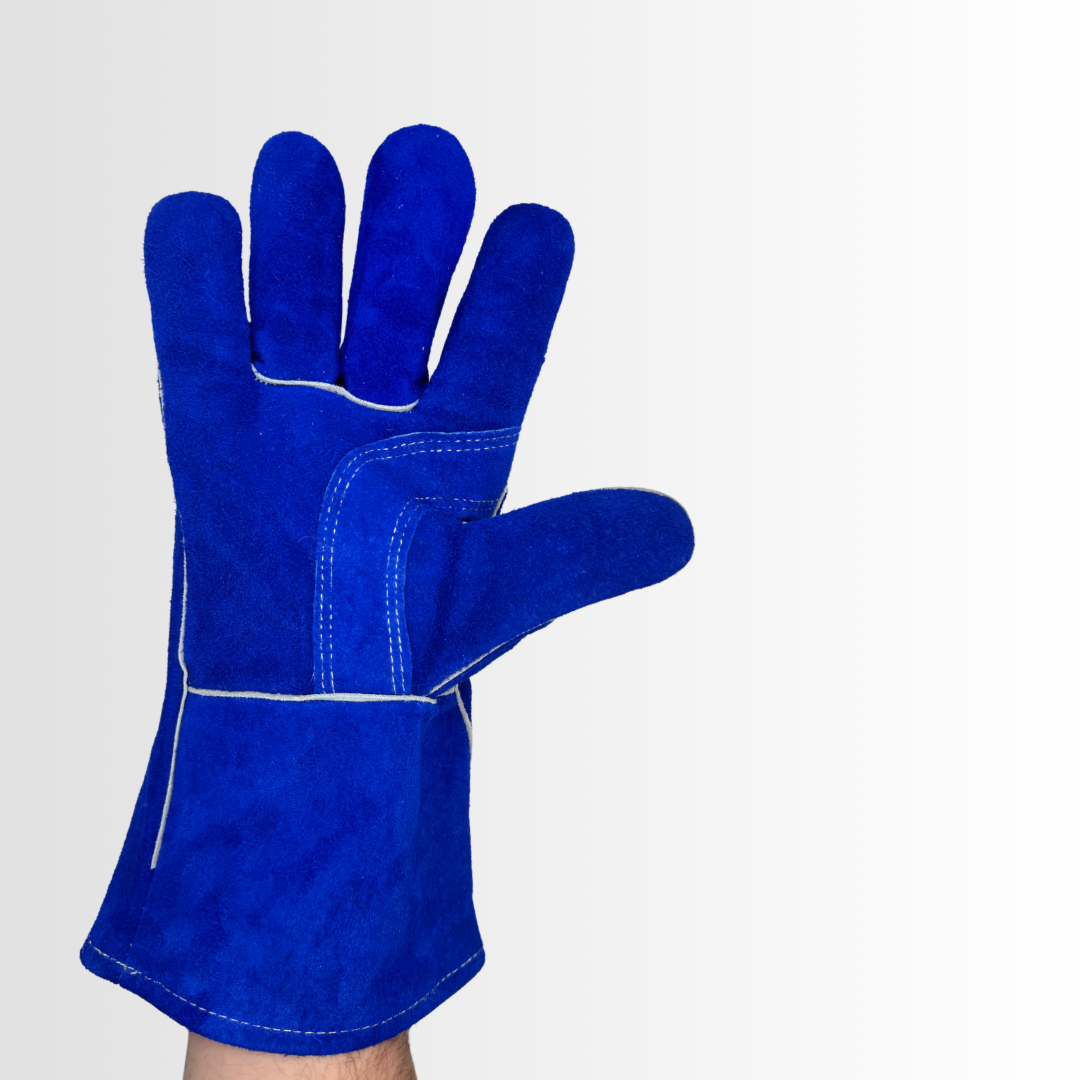 7270K | Premium Blue Split Leather Welding Gloves with Wing Thumb, Foam Lining, and Kevlar Stitching – Heat Resistant (12 Pair)