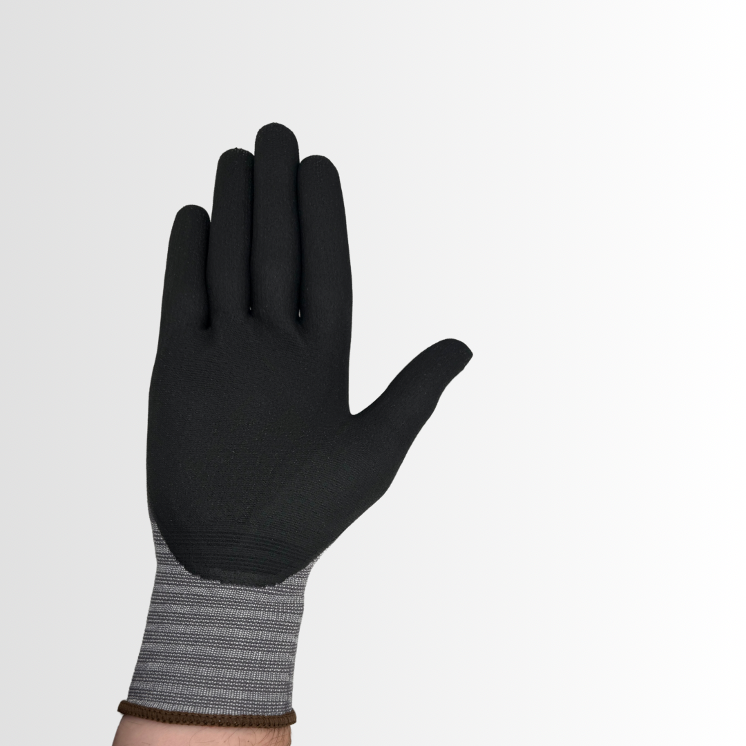 NMF506 | Touchscreen Nitrile Foam Grip Gloves with 15-Gauge Gray Nylon Liner – Oil Resistant, Breathable, ANSI Puncture Level 2 (12 Pair)