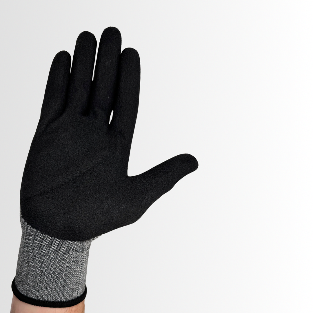 NFG13 | Black Nitrile Foam Coated Palm Gloves with 13 Gauge Gray Nylon/Polyester Liner, Oil resistant and Anti-Static(12 Pair)