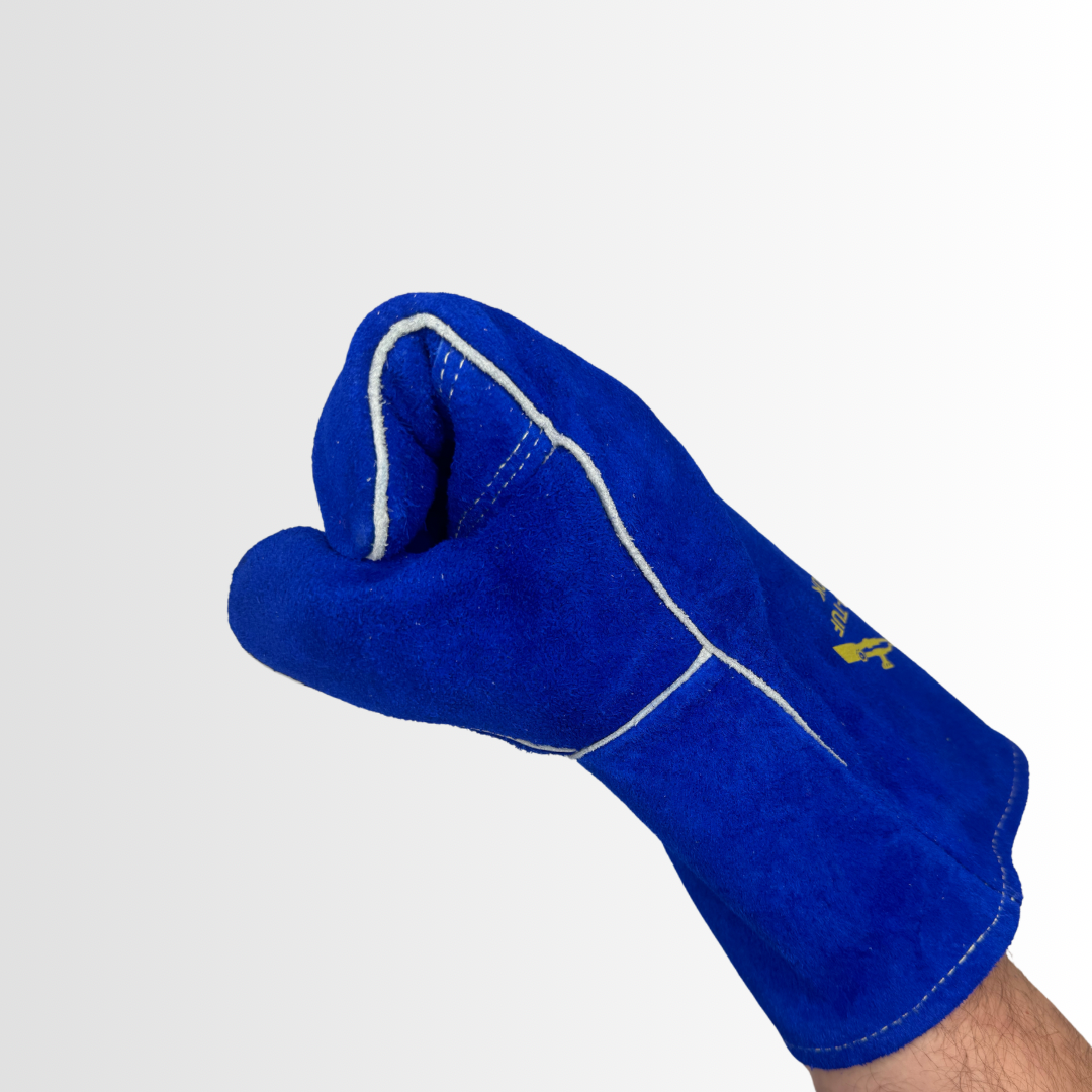 7270K | Premium Blue Split Leather Welding Gloves with Wing Thumb, Foam Lining, and Kevlar Stitching – Heat Resistant (12 Pair)