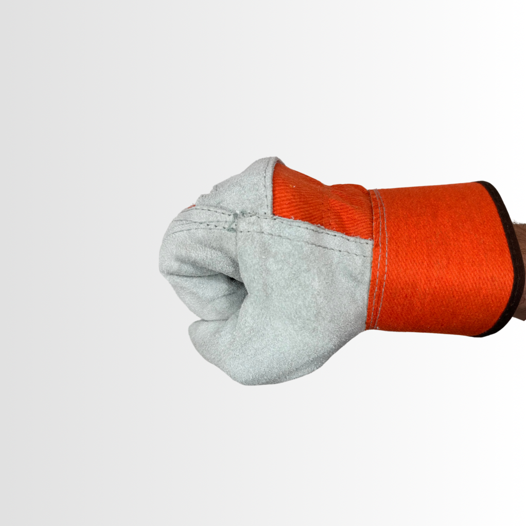 1360IDO | Inside Double Palm Leather Gloves with Cotton Lining and Rubberized Cuff – Reinforced for Heavy-Duty Work (12 Pair)
