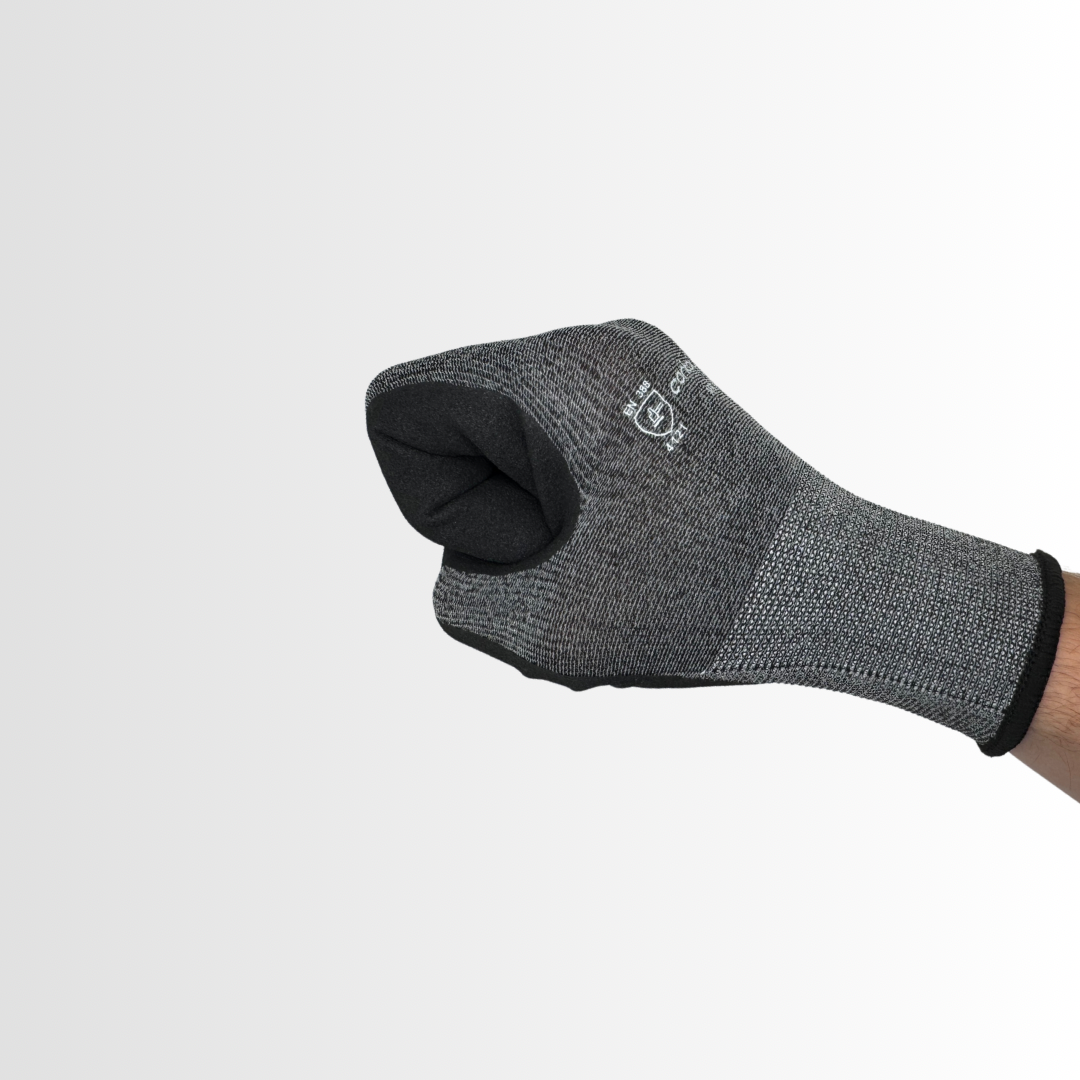NFG13 | Black Nitrile Foam Coated Palm Gloves with 13 Gauge Gray Nylon/Polyester Liner, Oil resistant and Anti-Static(12 Pair)