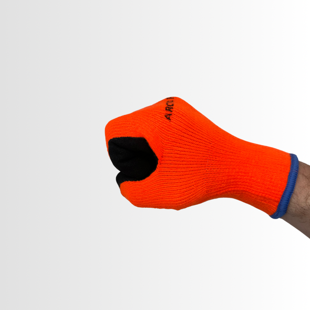 ARCTIC-OR | Latex-Coated Winter Grip Gloves with Hi-Vis Fleece Liner and Pre-Curved Fit – Cold Weather Protection (12 Pair)