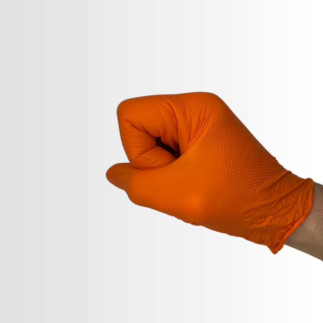 V908ONPF | 8 Mil Orange Nitrile Disposable Gloves with Raised Diamond Texture – Powder-Free, Industrial Grade (1000/Case)