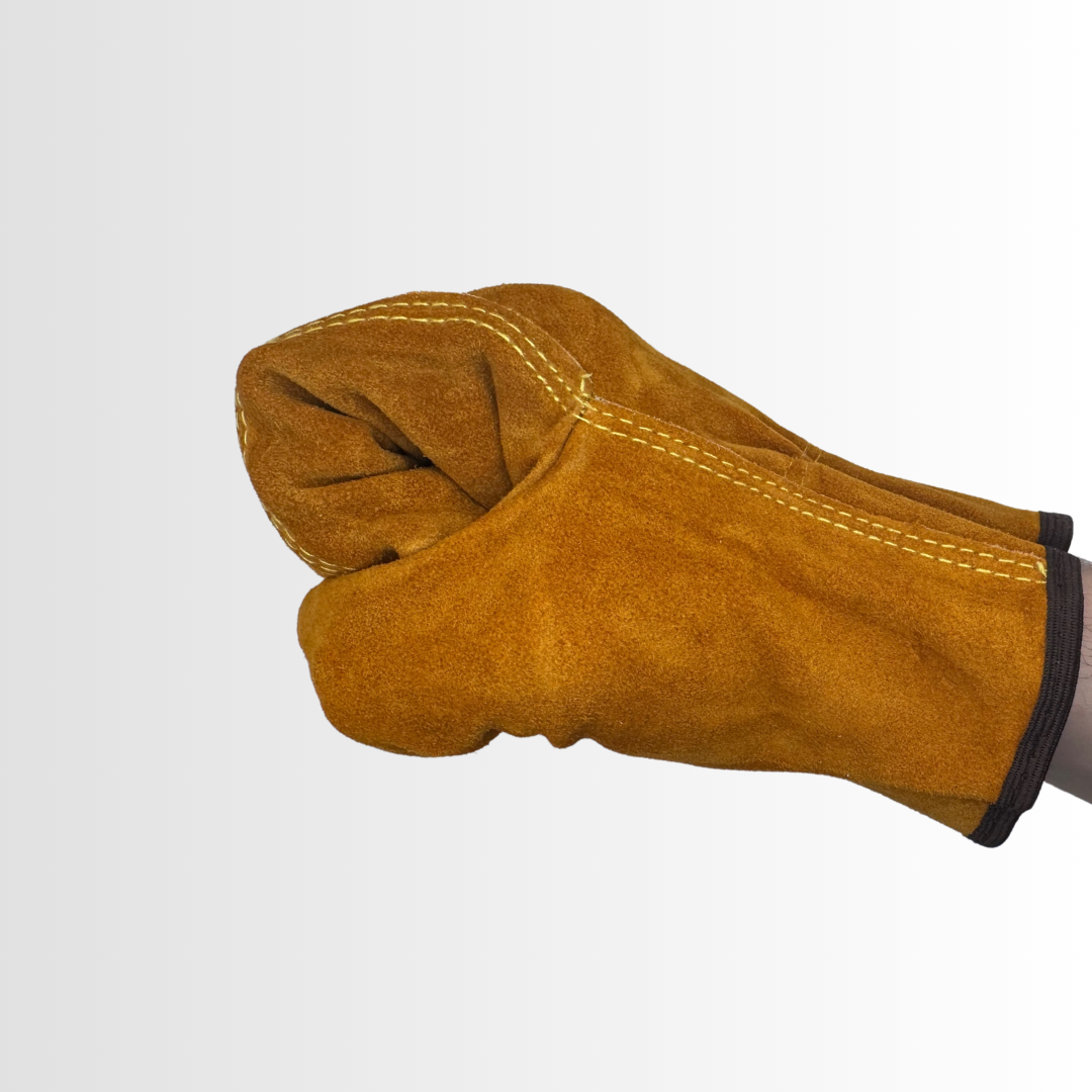 3210 | Split Leather Driver Gloves with Straight Thumb, Safety Cuff, and Shirred Elastic Back-Golden Yellow (12 Pair)