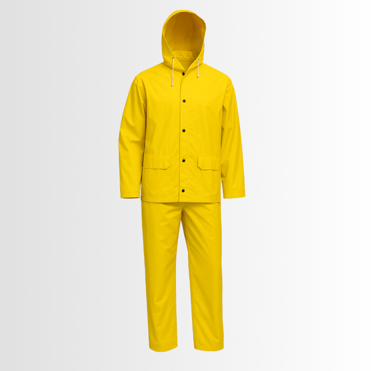 3001 Series | 3-Piece Industrial PVC Rain Suits with Hood – Waterproof, Optional Flame-Resistant (1 Set)